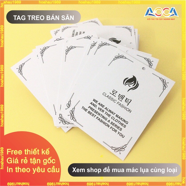 Tag quần áo_thẻ cảm ơn_500 cái thẻ bài Quảng Châu, Hàn Quốc in giấy C300 Pindo bán sẵn, nhận in theo yêu cầu