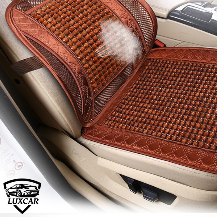 Lót ghế và tựa lưng LUXCAR có hạt gỗ - Tác dụng massage,thoáng khí, chống mệt mỏi khi lái xe và ngồi làm việc