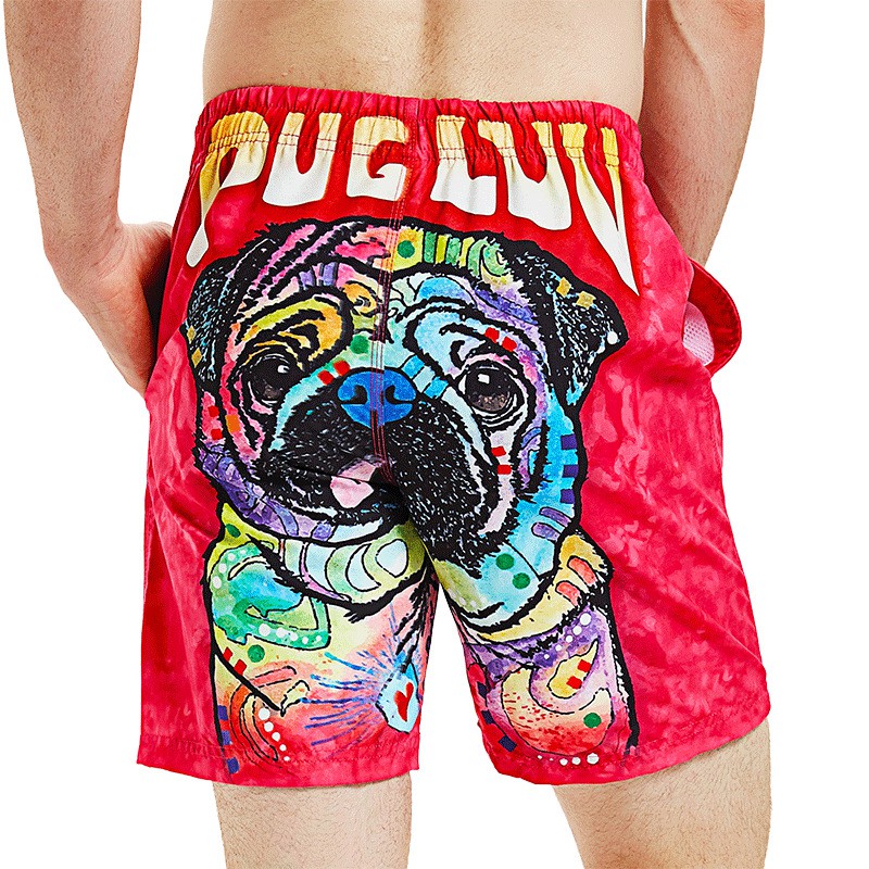 Quần Đi Biển Đôi - Quần Đùi Đôi - Thời Trang Đôi Mùa Hè - Quần Short Cặp Đôi SQ220 Pink Pug