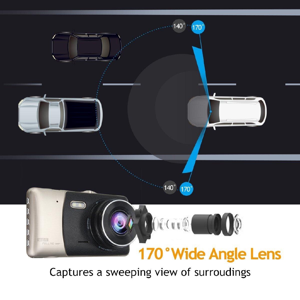 Camera Hành Trình Màn Hình 4 inch Trước Và Sau HD Cho Xe Hơi