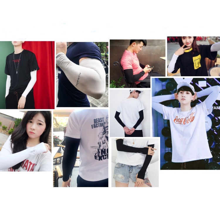 Găng Tay Chống Nắng Xỏ Ngón Vnicestore Đen | Chống Tia Uv 95% Cho Nam Và Nữ, Vải Dày Dăn, Co Dãn