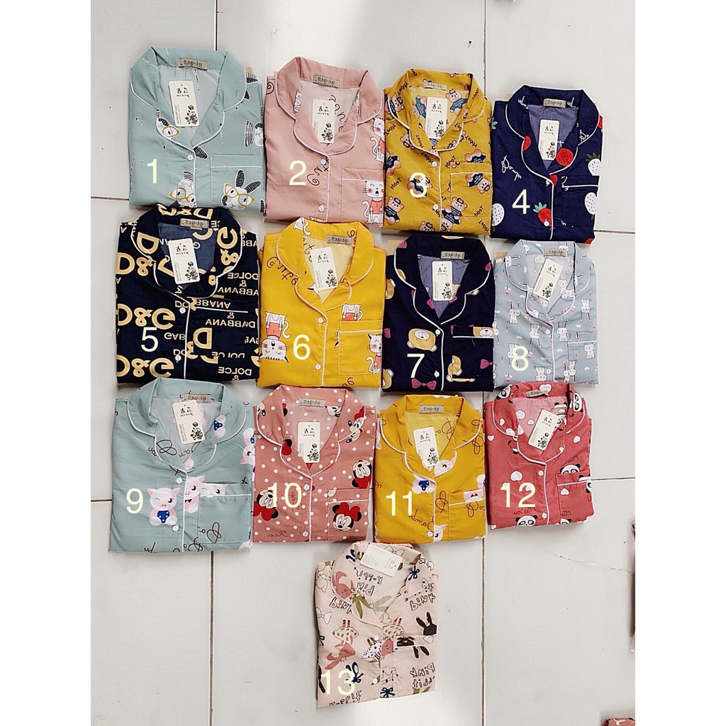 Bộ Pijama cộc đồ ngủ, đồ mặc ở nhà chất kate thái siêu đẹp không nhăn MÃ 9