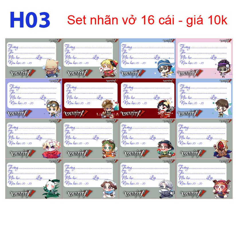 Nhãn vở anime Identity V