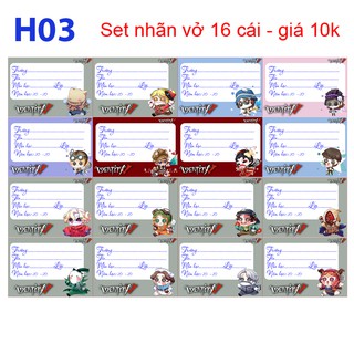 Nhãn vở anime Identity V (1 set 16 nhãn vở )