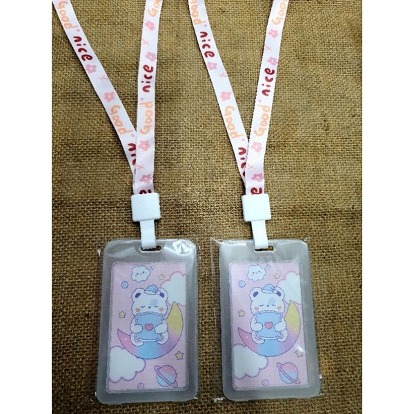 Dây lụa họa tiết dễ thương đeo thẻ kèm hộp nhựa đựng thẻ chống nước