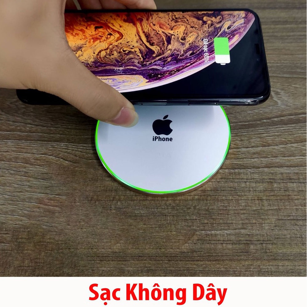 Sạc Không Dây Iphoen Samsung Sạc nhanh 18W cho IP 8 trở lên và các dòng máy hỗ trợ sạc không dây - MS