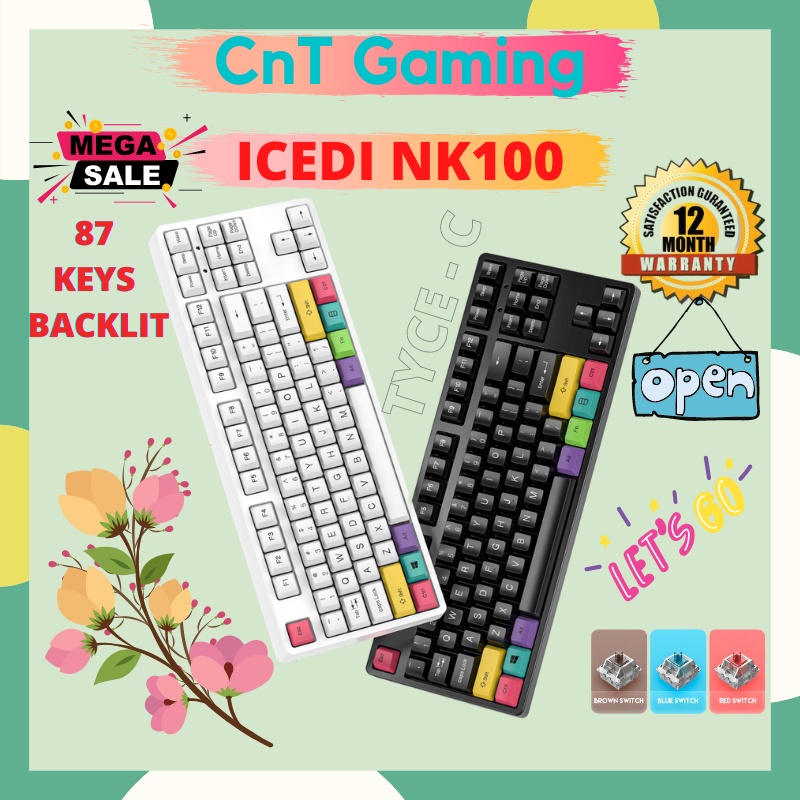 Bàn Phím Cơ Gaming NK100 Led RGB - TKL 87 Phím - Bluetooth 5.0 - Wireless