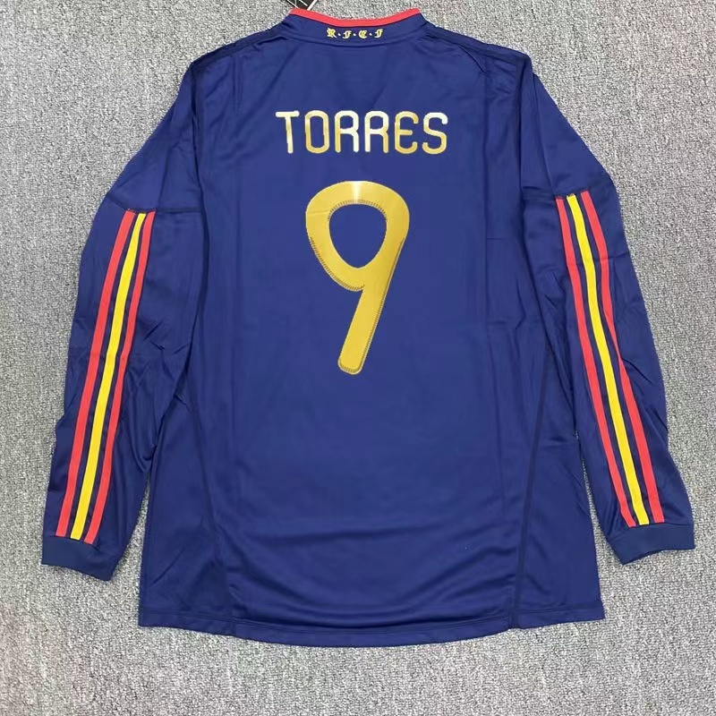 Áo Bóng Đá Tây Ban Nha Jersey-2010 final Jersey-2010 Và Tay Áo Dài Cổ Điển Tây Ban Nha Iniesta Xavi Ramos Torres David Villa