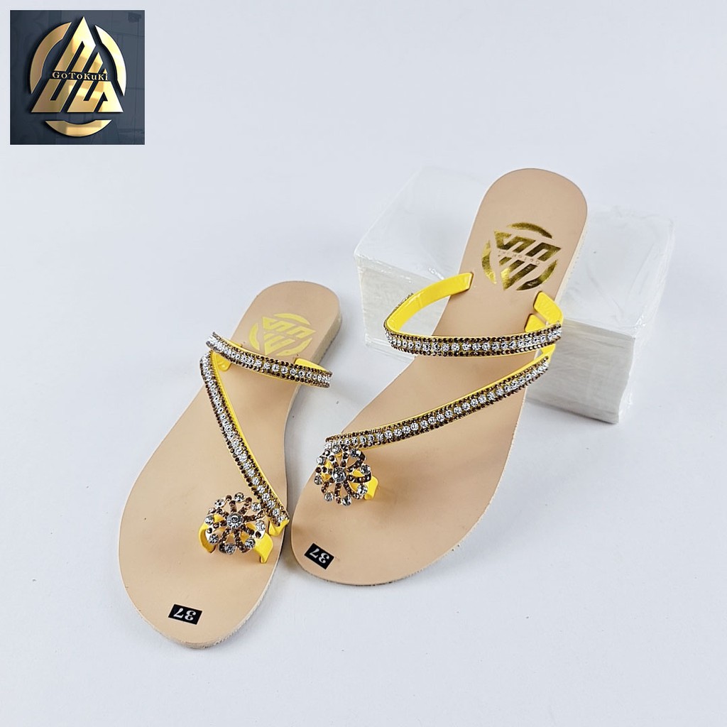 Dép xỏ ngón nữ quai chéo đính đá GoToKuKi cực dễ thương DB_06