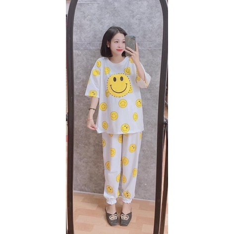 Set Đồ Nữ,Đồ Bộ Mặc Nhà Mặt Cười Siêu Xinh Chất Thun Siêu Mát- Hàng Đẹp