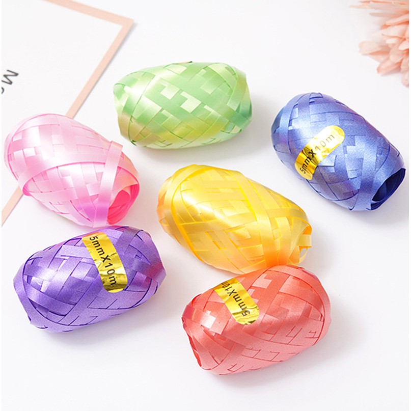 Cuộn dây ruy băng trang trí bong bóng 5mm dài 10m với 12 màu tuỳ chọn