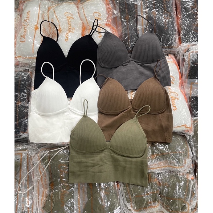 [Ảnh thật/Video]Áo bra Gân Tăm LadyGaga Quảng Châu hàng loại 1 thiết kế cổ tim có mút ngực dày dặn