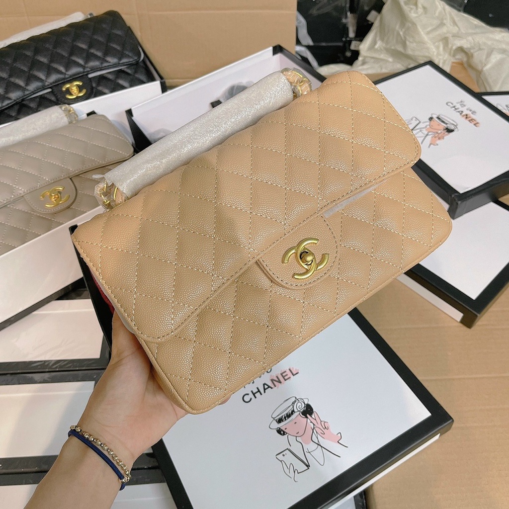 Túi đeo chéo Chan clas SP da caviar đủ 2 tag size 25 Fullbox/Túi xách Chan clas SP da hạt đủ 2 tag Fullbox size 25