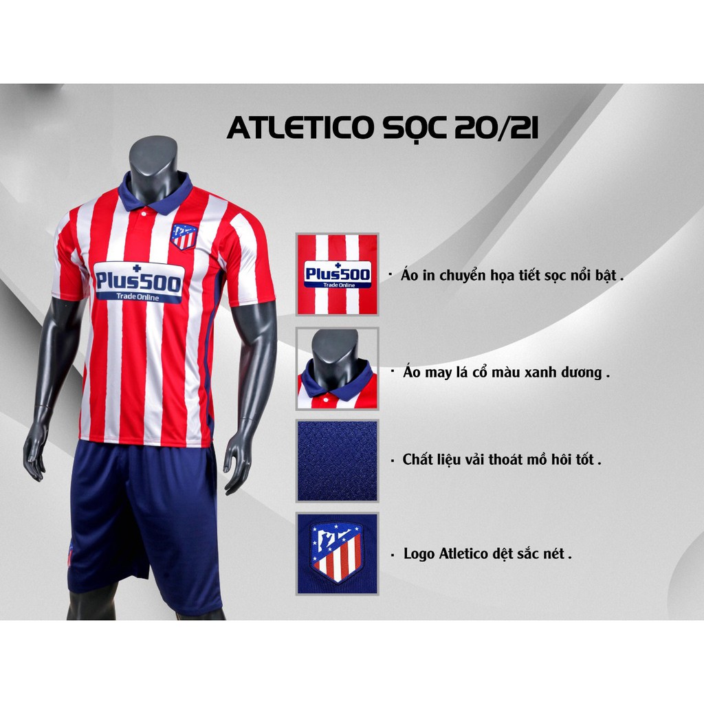 Bộ Áo Bóng Đá Atletico Madrid 20/21 Mới Nhất - Đủ Màu - Có In Tên Số