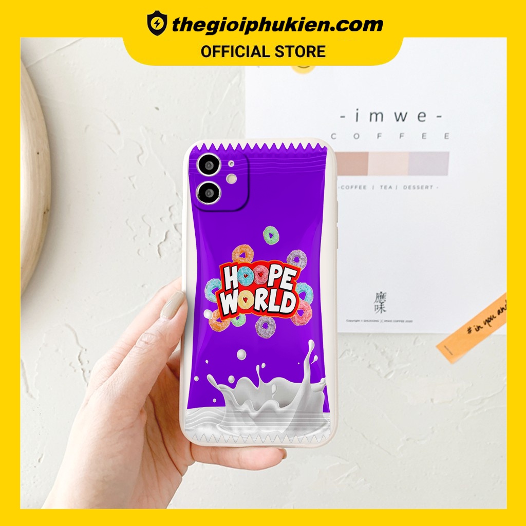 Ốp iphone - Ốp lưng iphone cạnh vuông bảo vệ camera hoop vỏ kẹo nền bóng dành cho ip 6 đến 14promax - tr446