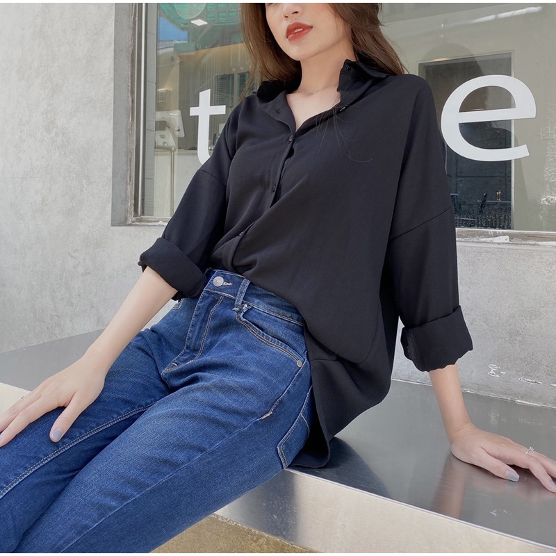 Áo sơ mi oversize tay dài nữ Comin Shirt Reverclothings