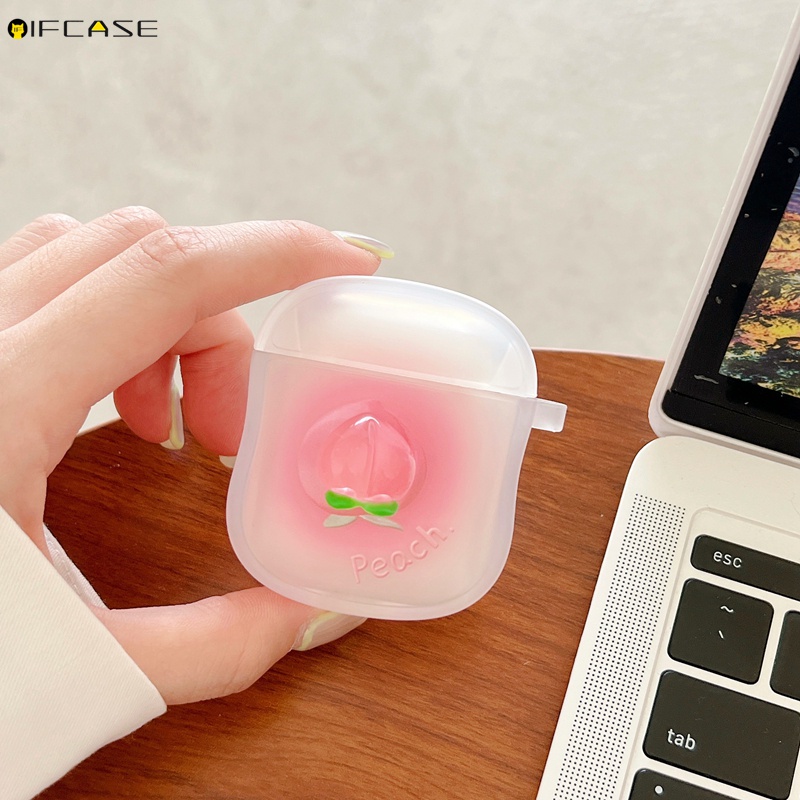 Vỏ Bảo Vệ Hộp Sạc Tai nghe không dây Airpods 1 2 3 Pro 3 Màu Gradient Họa Tiết Trái Đào Dễ Thương