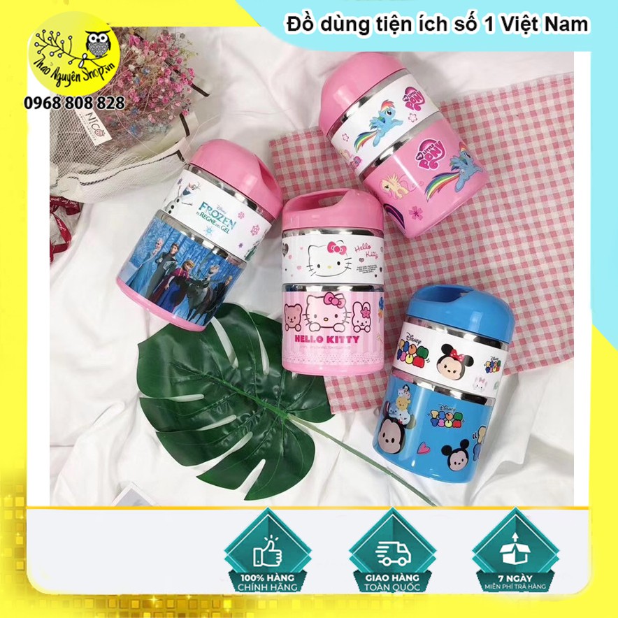Cặp lồng cơm giữ nhiệt 2 tầng Hello Kitty và Dremon Minion Elsa-T3B3