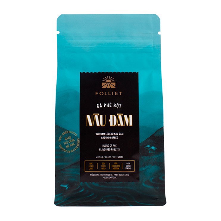 Cà phê bột rang xay NÂU ĐẬM Folliet (pha phin truyền thống Việt Nam) 250gr