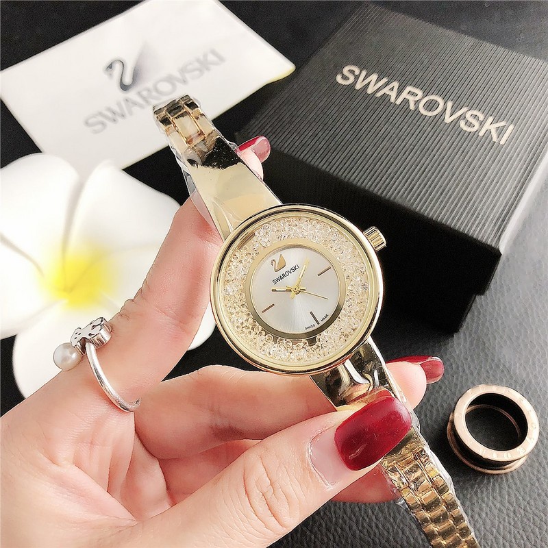 Đồng Hồ quartz Swarovski Swan S6894 Đính Đá Sang Trọng Cho Nam Nữ