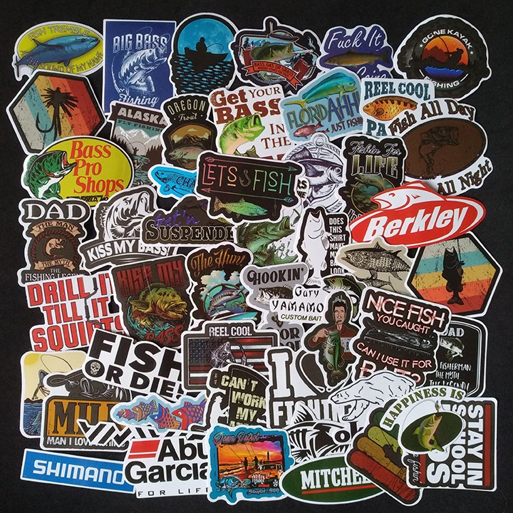 Bộ Sticker dán cao cấp chủ đề CÂU CÁ - FISHING - Dùng dán Xe, dán mũ bảo hiểm, dán Laptop...