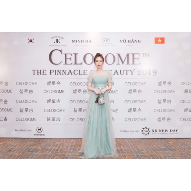 Đầm maxi xoè đự tiệc đính hoa - ( size S -> xl )