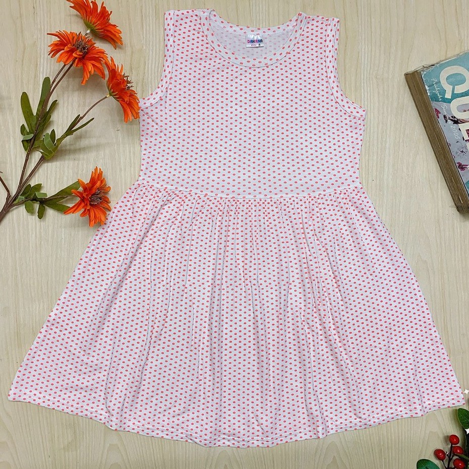 Váy Bé Gái DAHANA Kids - Váy chấm bi cho bé gái nhiều màu sắc chất liệu thun cotton dễ chịu cho bé