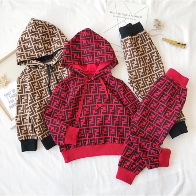 Set Áo Quần Nỉ Cao Cấp Hàn Quốc Chữ F Kiểu Dáng Hip Hop Cho Bé Từ 2-7 Tuổi