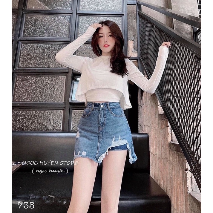QUẦN VÁY JEANS RÁCH LƯNG CAO