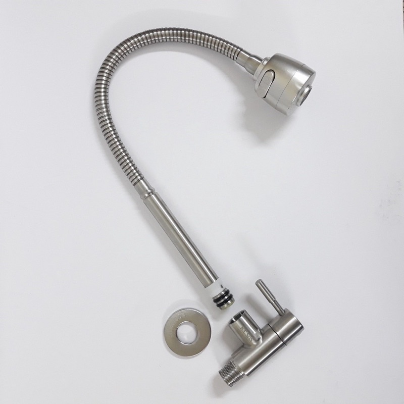 Vòi Rửa Bát INOX 304 Cắm Tường Cần Mềm Lạnh-Bát Sen 2 Chế Độ Điều Chỉnh