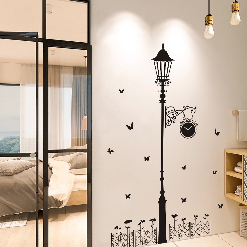 Decal Dán Tường Hình Trụ Đèn Đường - Trang Trí Decor Phòng Ngủ - Trang Trí Dán Tường Phòng Khách - Min STORE