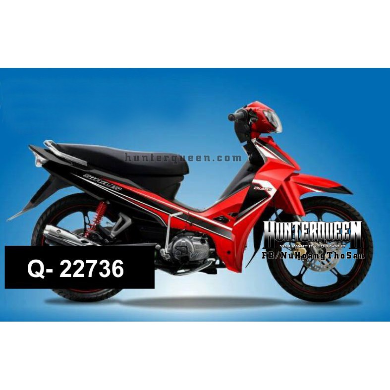 Tem rời xe Sirius đỏ đen, chỉ trắng - Thiết kế theo yêu cầu, chỉnh sửa theo ý. Sắc nét, bền màu