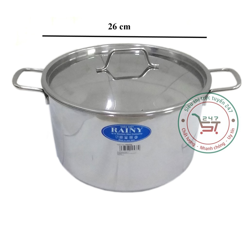 Nồi Inox 26 cm 1 đáy Rainy nắp Inox giá rẻ