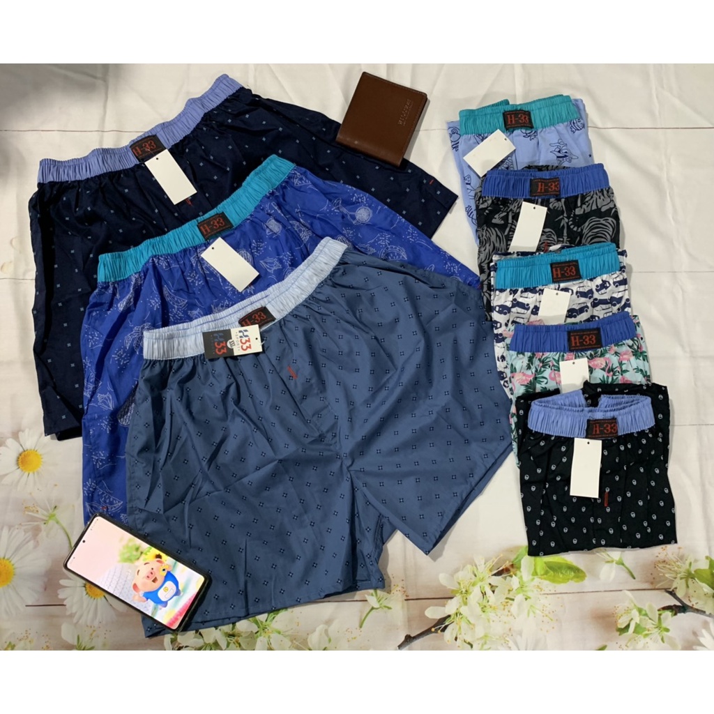 Combo 3 Quần Đùi Boxer Nam H33 Hoa Văn Nhiều màu - Quần Ngủ Nam Mặc nhà Cao Cấp