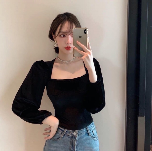 Áo đẹp 💕 FREESHIP 💕 Áo nhung tay bồng siêu hot