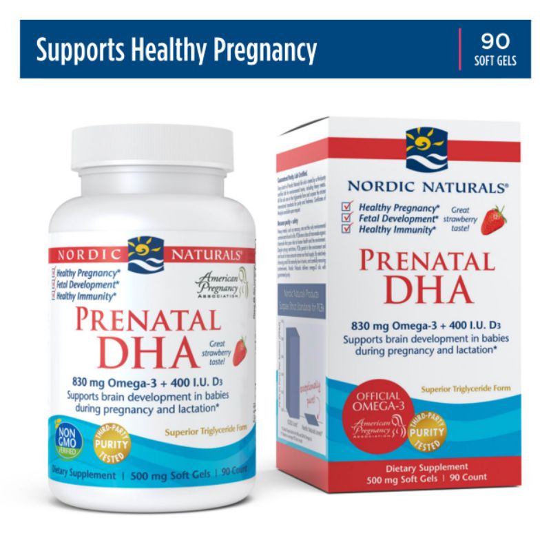 DHA cho bà bầu Nordic Naturhals Prenatal DHA phát triển trí não ở trẻ sơ sinh trong thời mang thai vị dâu