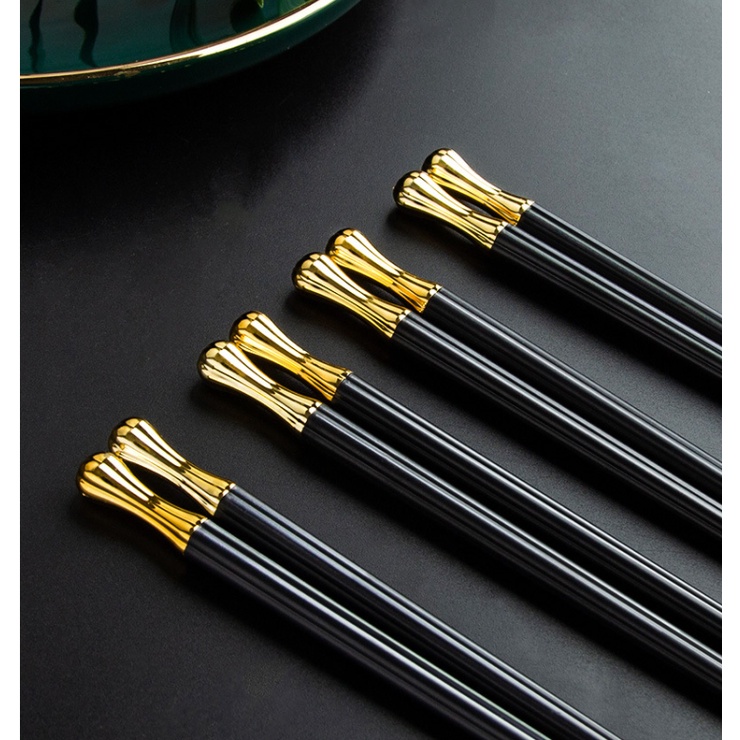 Bộ 5 đôi đũa cách điệu đuôi bo tròn sang trọng T12