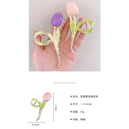 Kẹp tóc hoa tulips kẹp tóc kim loại khí chất hình bông hoa phong cách Hàn Quốc thanh lịch nhẹ nhàng