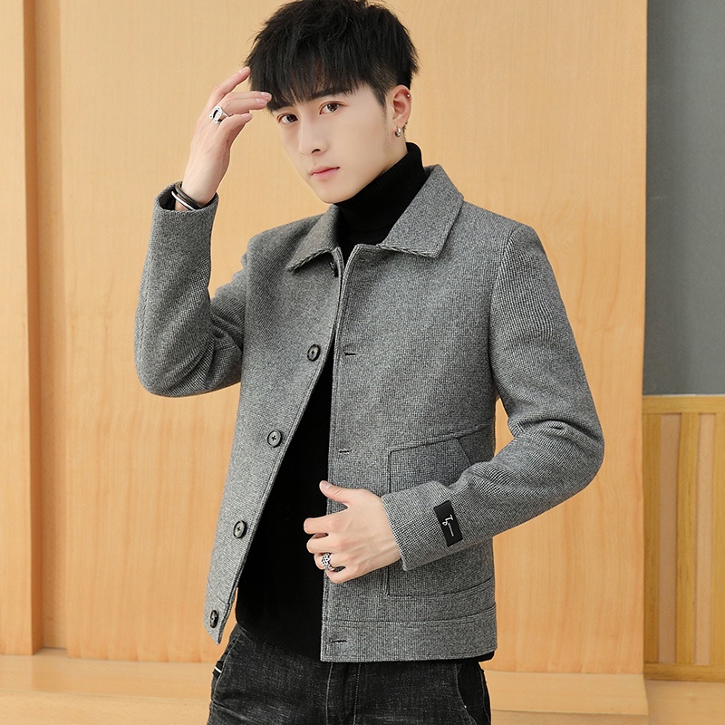 Áo khoác dạ nam dáng ngắn cổ bẻ phong cách trẻ trung lịch lãm
