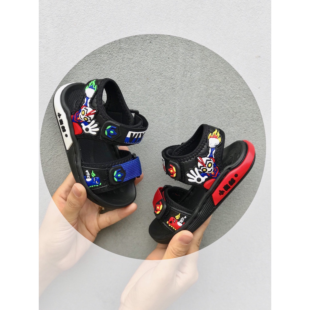 Sandal cho bé - dép quai hậu cho bé cao su dẻo có quai dán hình siêu nhân nhện freeship mã A308 ( có video&amp;ảnh thật)