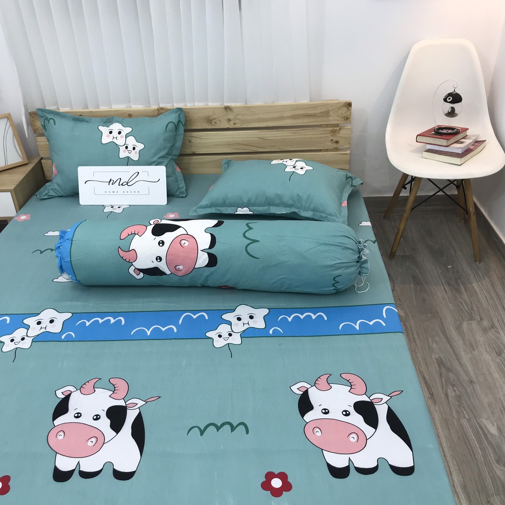 Bộ ga gối, Cotton Poly nhiều màu sắc MD.Decor - Chăn ga gối miễn phí may bo chun M4,M6,M8