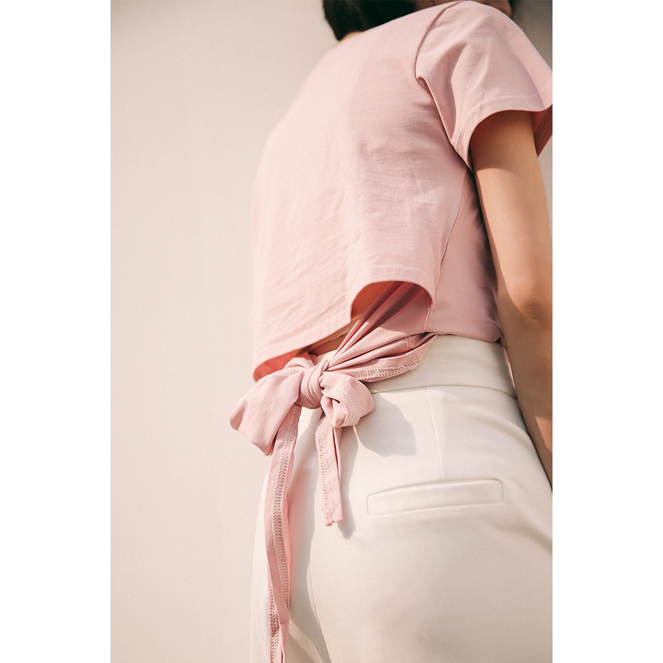 Áo thun nữ croptop cổ tròn thắt nơ sau lưng siêu dễ thương, siêu sexyy | BigBuy360 - bigbuy360.vn