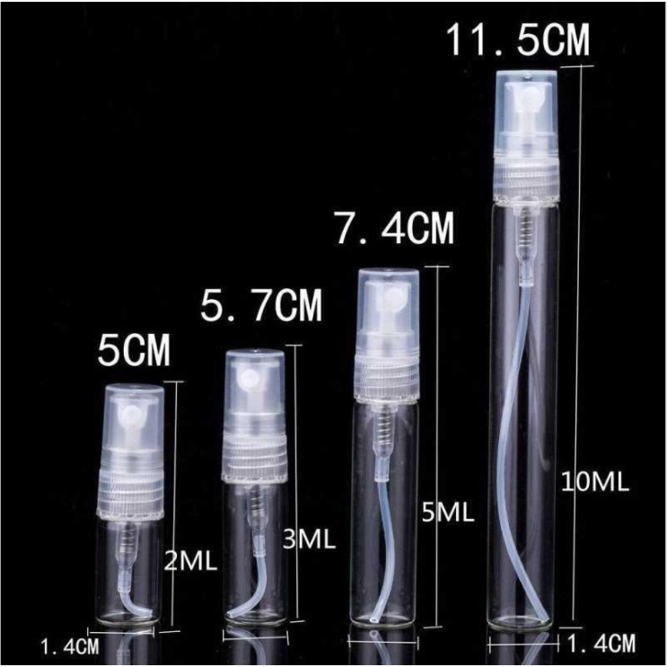 100 Lọ chiết nước hoa thủy tinh test 2ml 3ml, 5ml và 10ml NẮP VÀNG,BẠC - Chai dầu thơm mini, đựng vial xịt phun sương