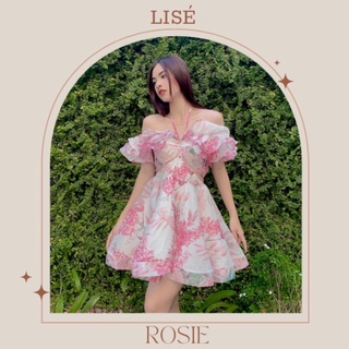 LISÉ Đầm Thiết Kế Trễ Vai Khoét Eo ROSIE hồng váy bèo váy công chúa (Video cận chất ảnh cuối)