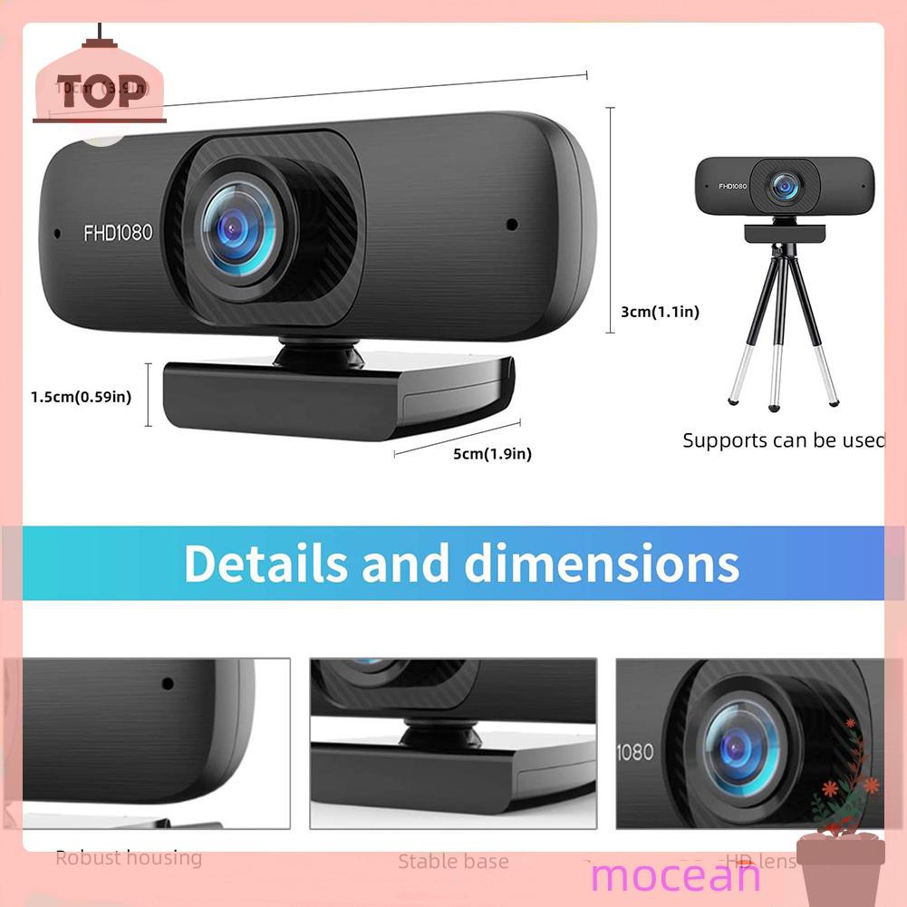Webcam Mocean 1080p Hd Không Trình Điều Khiển Tích Hợp Micro Cho Pc