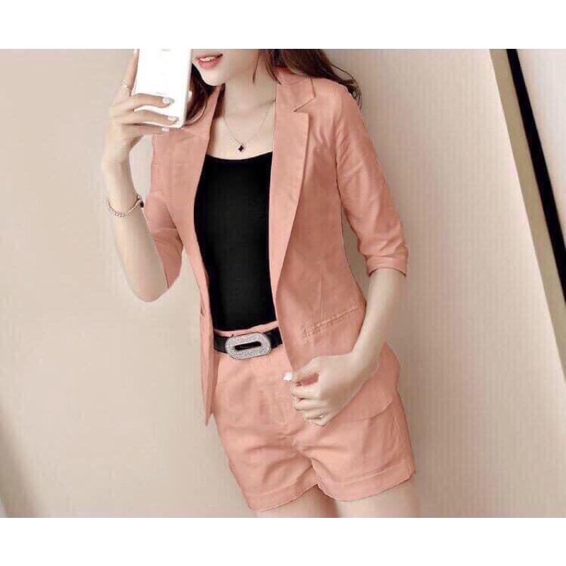 Set bộ vest kaki short 4 món như hình size M L Xl 2Xl