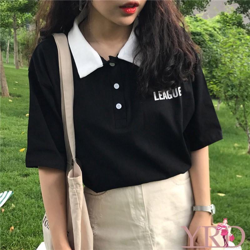 Áo polo nữ cổ bẻ in chữ xinh xắn | BigBuy360 - bigbuy360.vn