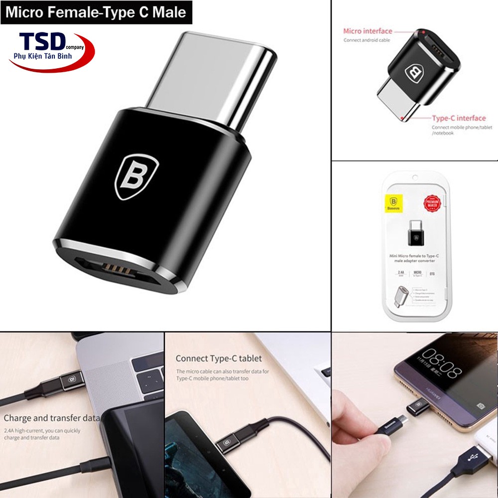 Đầu Chuyển Micro USB Sang Type C Baseus Chính Hãng