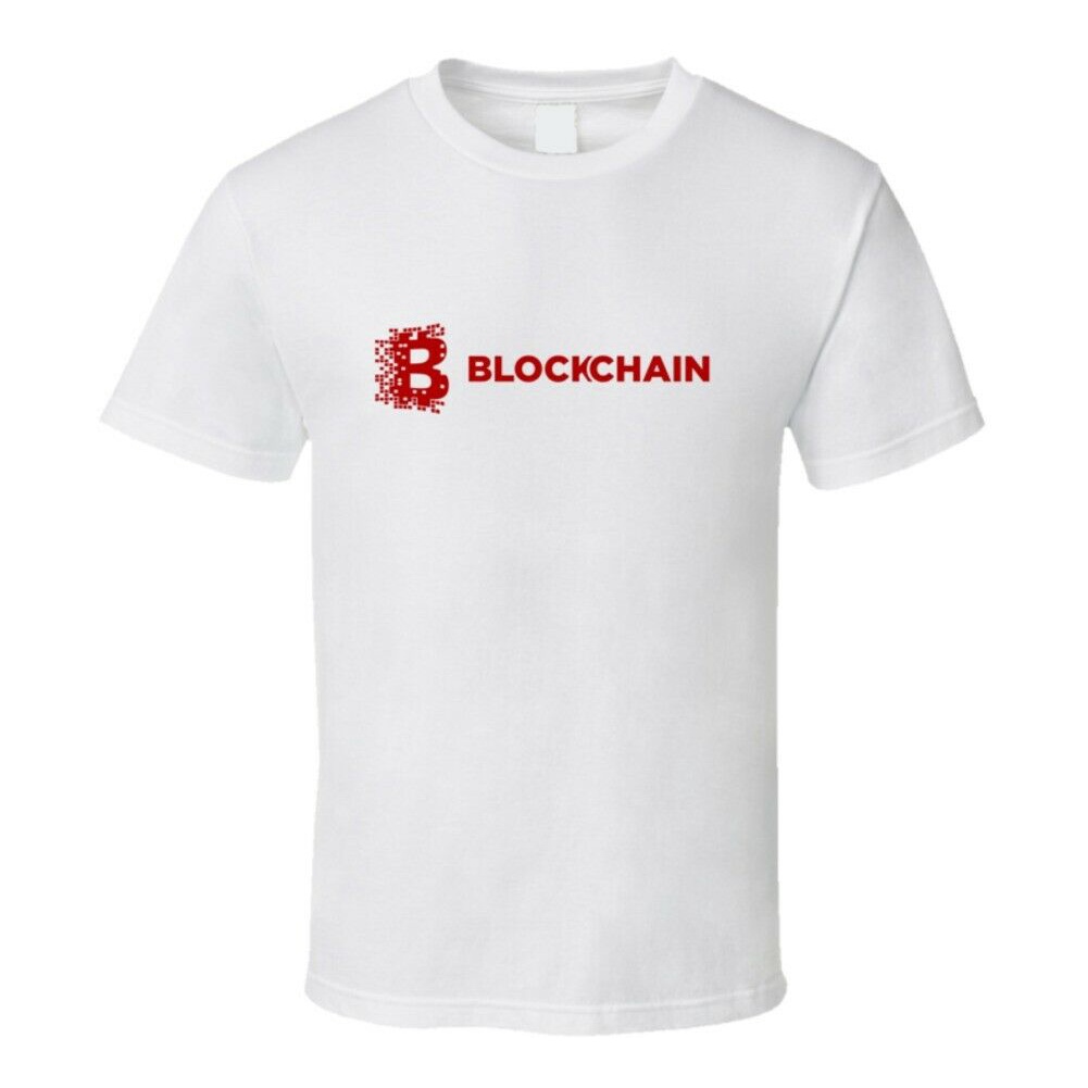 Men Short Sleeve Summer 100% Cotton Gym Athletic T-shirt Blockchain Logo Crypto Funny T Shirt