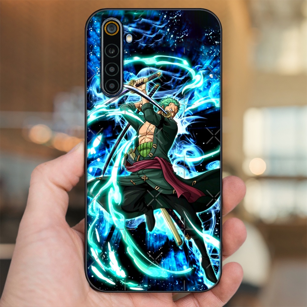 Ốp lưng Realme 7 viền đen in hình Zoro One Piece